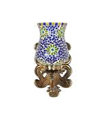 Indian Metal Designer Brass Polish Finish Fitting Multicolor Mosaic Glass Wall Up Light Lamp Sconces