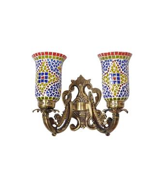 Living Room Decor Multicolor Mosaic Glass Wall Up 2 Light Sconce Hanging Decoration 1