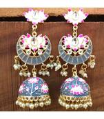Meenakari Earrings for Grey Dress