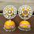 Floral Hand Painted Meenakari Yellow Jhumka Earring