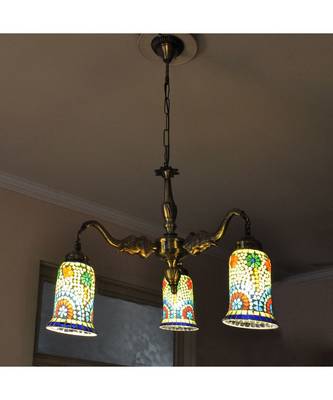 Elephant Design Metal Fitting Wall Decorations Mosaic Glass Light Lamp 1
