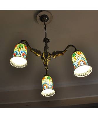 Elephant Design Metal Fitting Wall Decorations Mosaic Glass Light Lamp 2