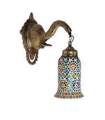 Metal Elephant Design Fitting Green Mosaic Glass Wall Light Lamp Home Decor Fixture