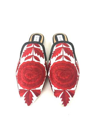 White and Red Pointed Loafer 2