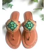 Gold Rivet Tan Flats