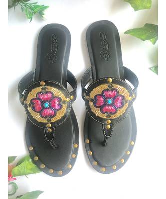 Gold Rivet Black Flats 1