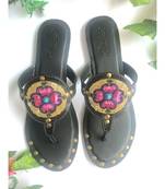 Gold Rivet Black Flats