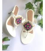 White Embroidered Pencil Heels