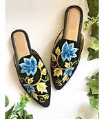Velvet Cut Blue Mules