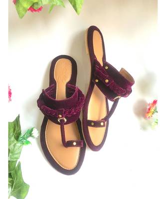 Deep Purple Briaded Velvet Kolapuri 1