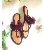 Deep Purple Briaded Velvet Kolapuri