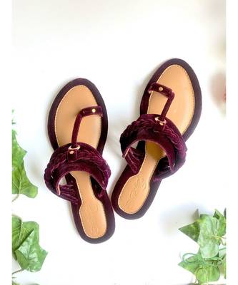 Deep Purple Briaded Velvet Kolapuri 2