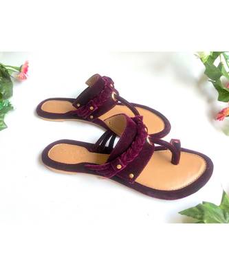 Deep Purple Briaded Velvet Kolapuri 3