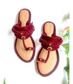 Gem Stoe Maroon  Briaded Velvet Kolapuri