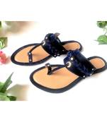 Navy Blue  Briaded Velvet Kolapuri