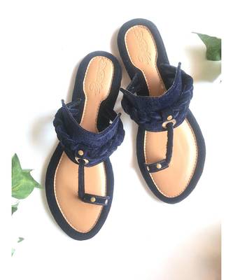 Navy Blue  Briaded Velvet Kolapuri 2