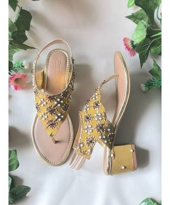 Mustard Nakshi Block Heels 1