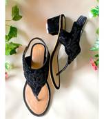 Black Micro Velvet Block Heels