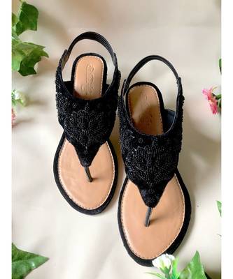 Black Micro Velvet Block Heels 2