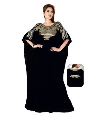 Black Embroidered Faux Georgette Farasha 1