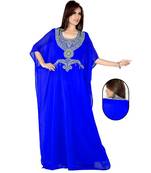 Royal Blue Embroidered Faux Georgette Farasha