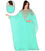 Mint Embroidered Faux Georgette Farasha