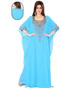 Sky Blue Embroidered Faux Georgette Farasha