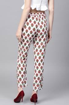 Off White Floral Pencil Pants