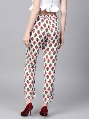 Off White Floral Pencil Pants 1