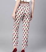 Off White Floral Pencil Pants