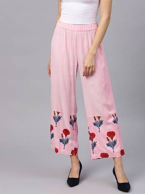 Pink Floral Palazzo Pants 1