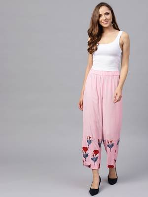 Pink Floral Palazzo Pants 5