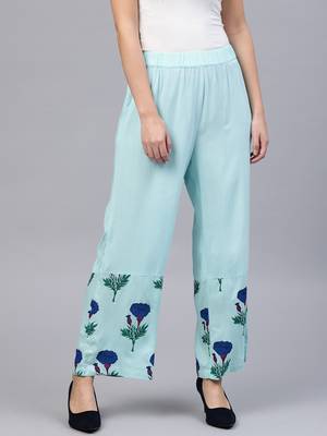 Blue Floral Palazzo Pants 1