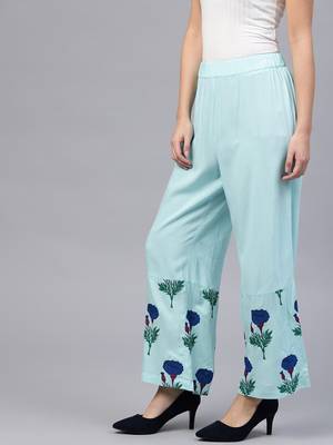 Blue Floral Palazzo Pants 2