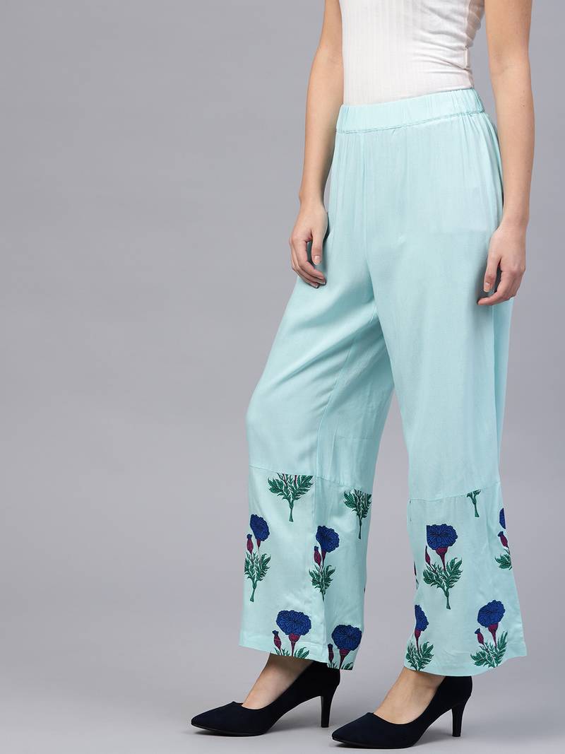 Blue Floral Palazzo Pants