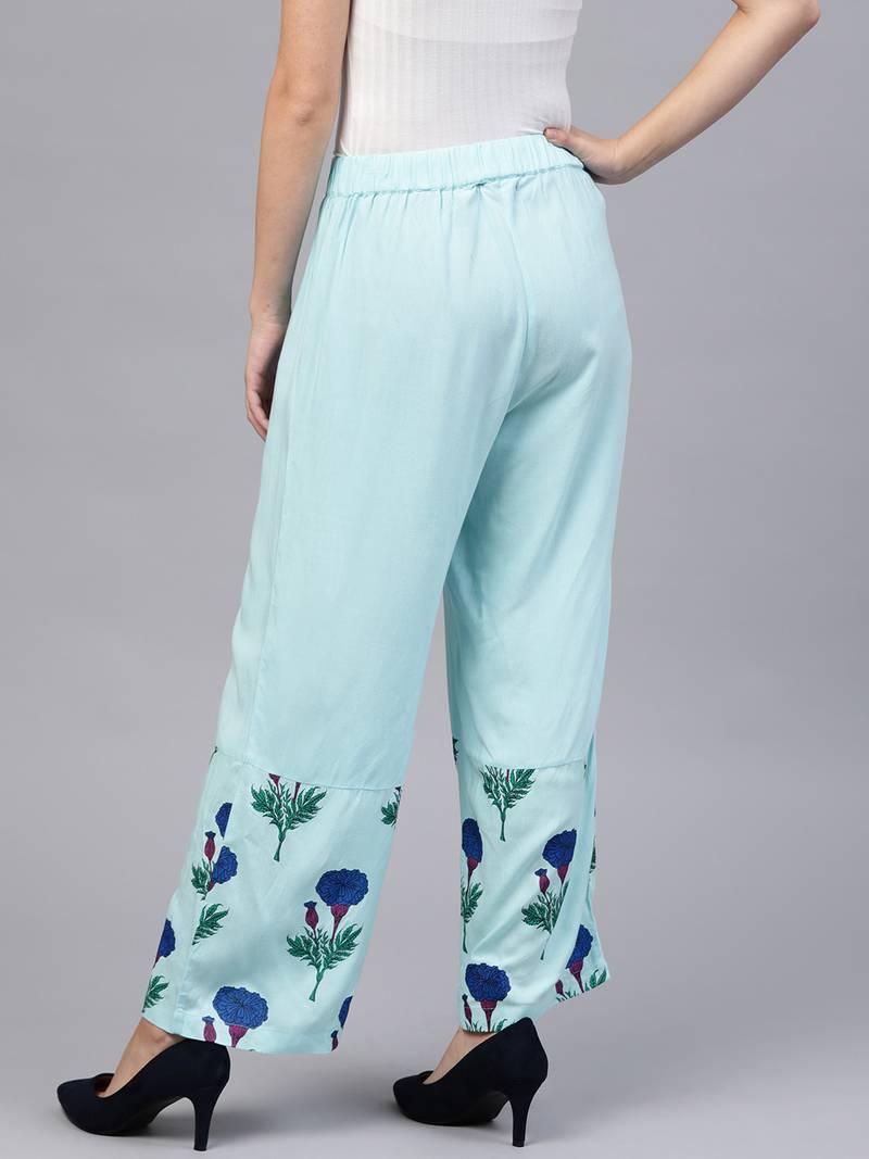 Blue Floral Palazzo Pants