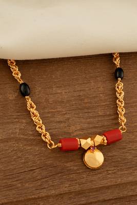 Golden and black beads mushti mangalsutra one gram gold 1