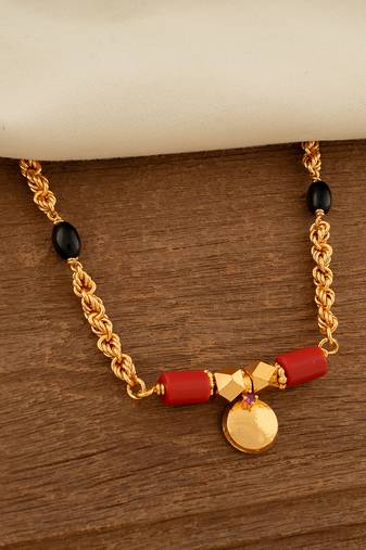Golden and black beads mushti mangalsutra one gram gold