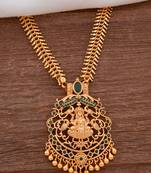 Golden necklace short with Laxmi pendant Emerald one gram gold