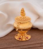 Golden Kumkum Dabbi with Laxmi idol one gram gold