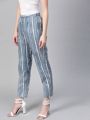 Indigo Stripe Pencil Pants 2