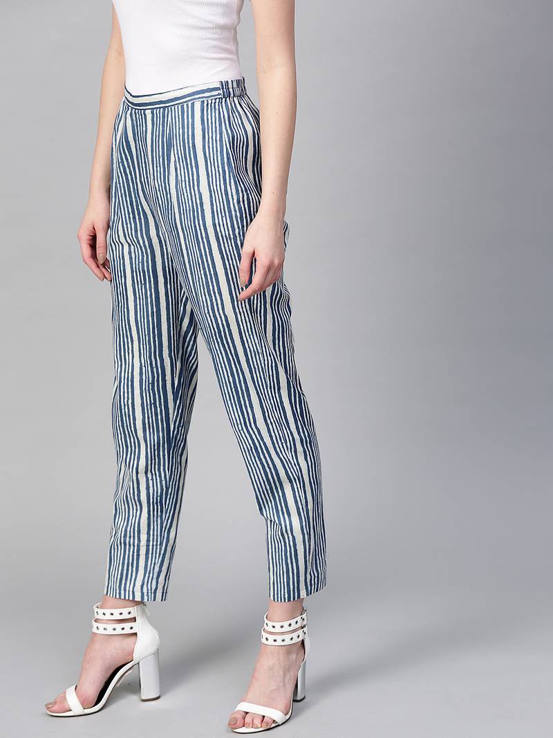 Indigo Stripe Pencil Pants