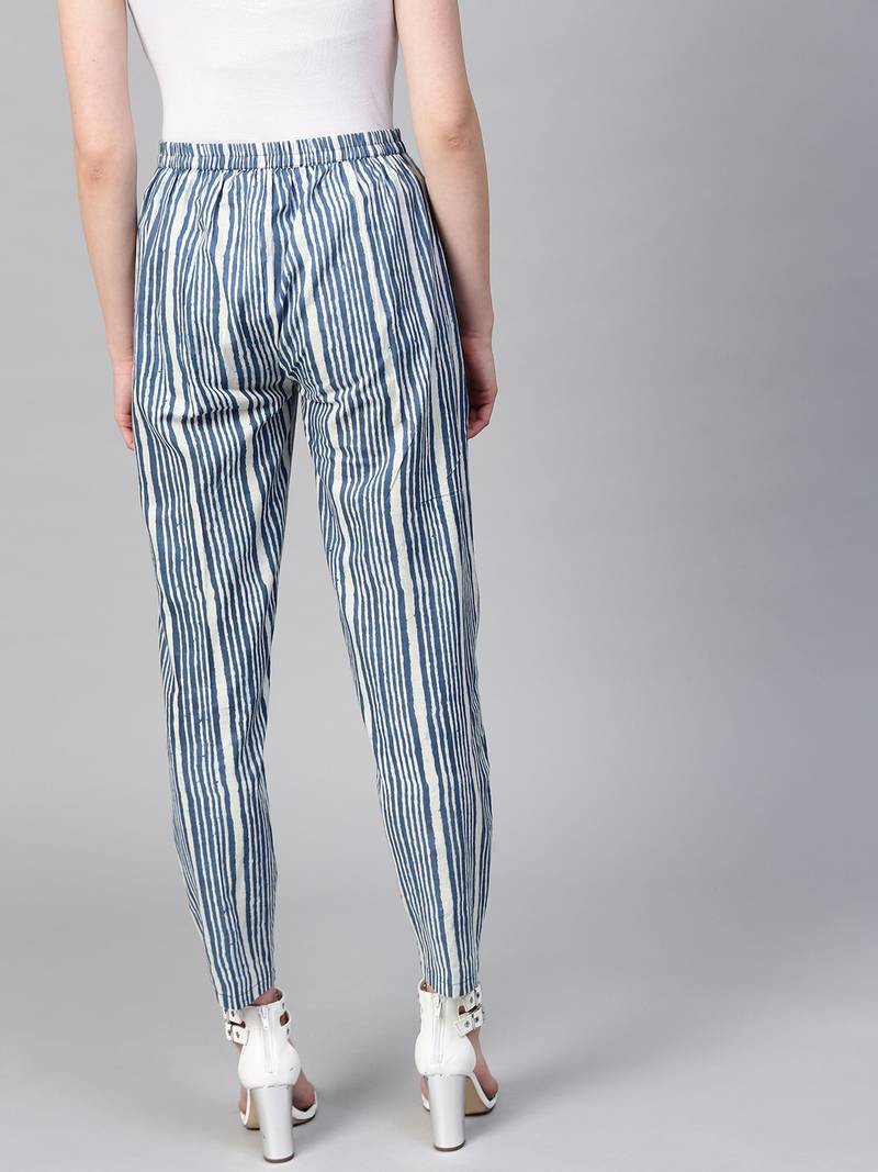 Indigo Stripe Pencil Pants