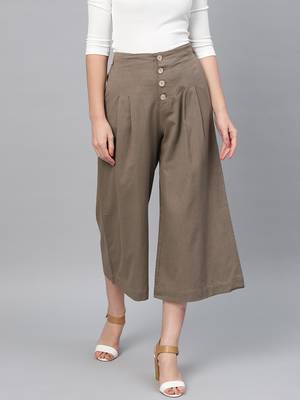 Brown Front Button Pants 1