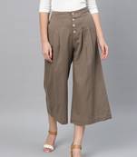 Brown Front Button Pants