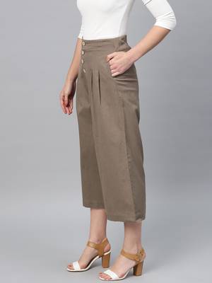 Brown Front Button Pants 2
