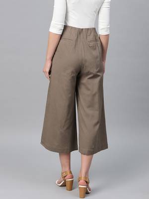 Brown Front Button Pants 3