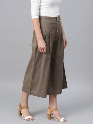 Brown Front Button Pants 4
