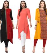 Janasya Multicolor printed crepe ethnic kurtis