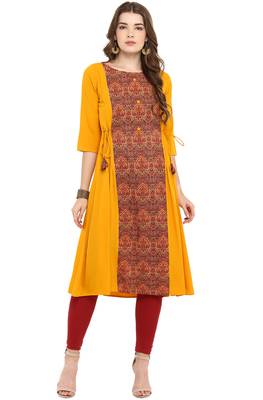 Janasya Multicolor printed crepe ethnic kurtis 3